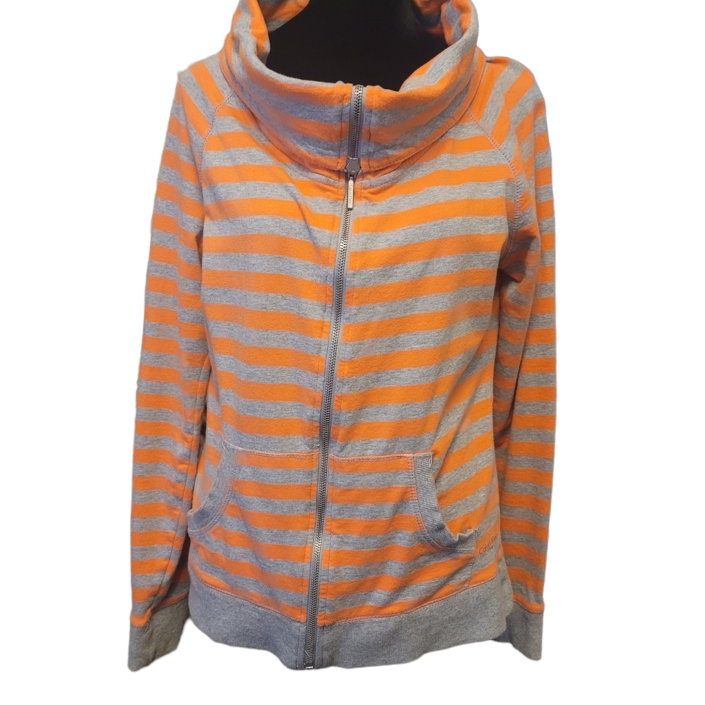 Calvin Klein Performance Orange and Gray Quick Dry Zip Front Top Size Medium